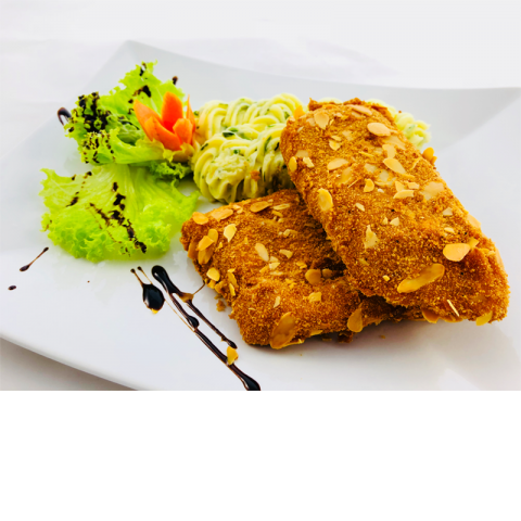 Mandulás bundában sült fogasfilé